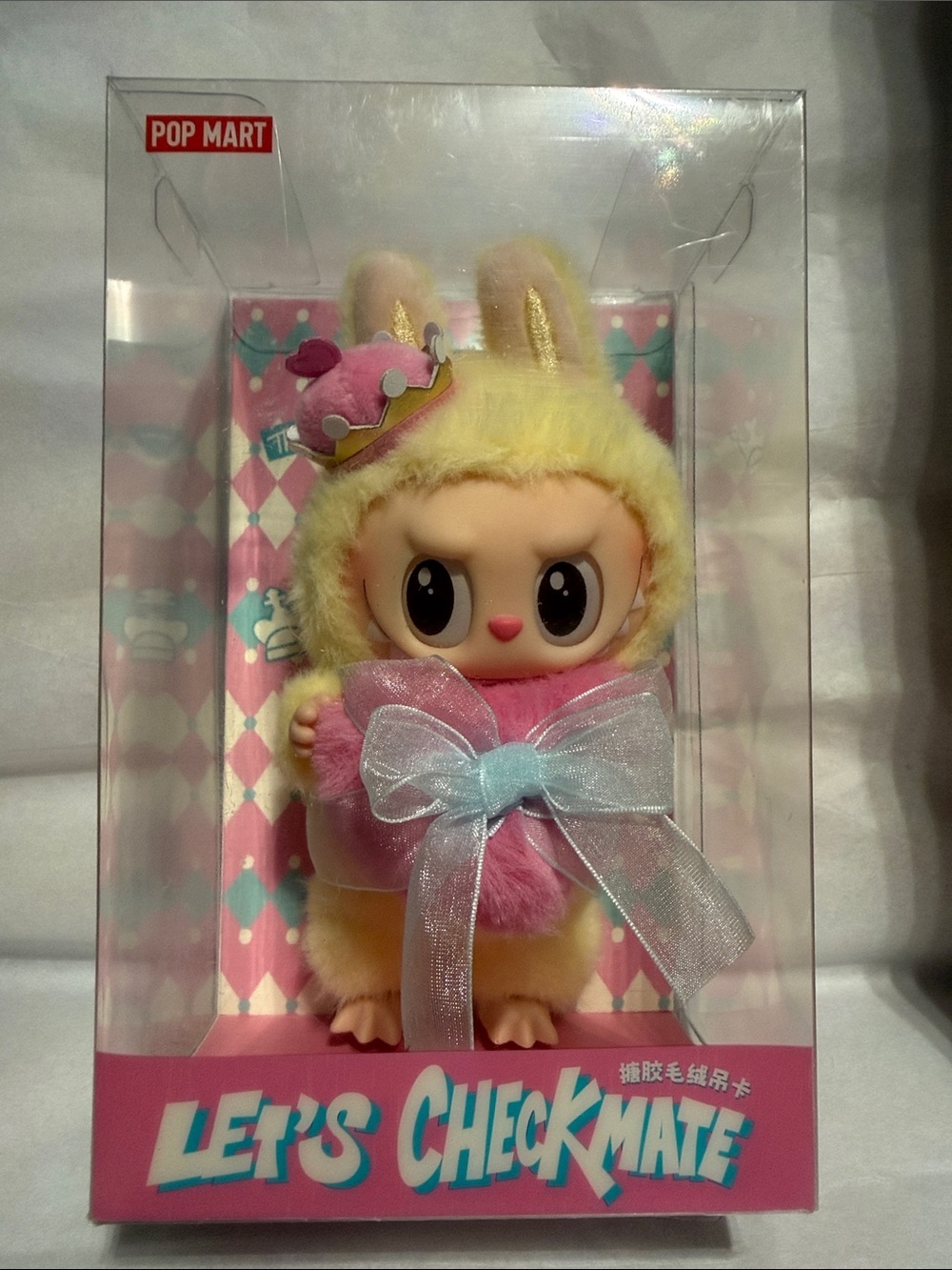 UNUSED Let's Checkmate Pink & Yellow Labubu